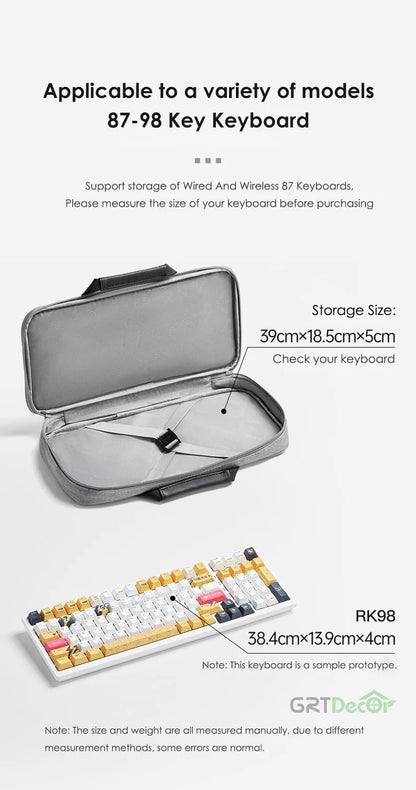 Tech Pouch Organizer for Keyboard Within 82-108 Key Mechanical Keyboard Storage Bag Organizer Travel Tech Pouches Dust Cover