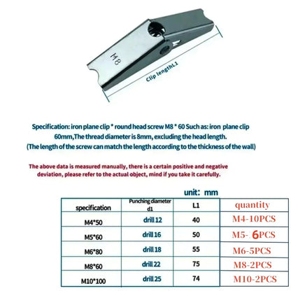 M4 M5 M6 M8 M10 Plasterboard Hollow Wall Cavity Wall Fixing Spring Toggle Anchor Ceiling Dry Wall Anchors No Bolt