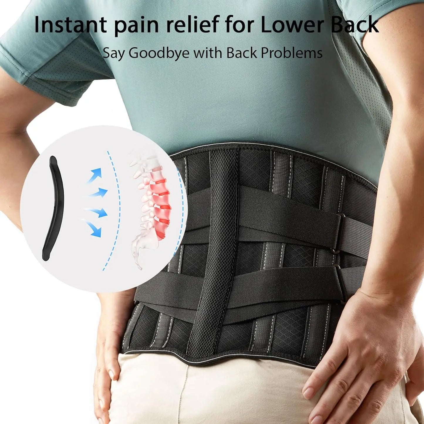 Back Brace for Lower Back Pain Relief Men Women,Breathable Back Support Brace with 3D Lumbar Support Pad for Lifting At Work