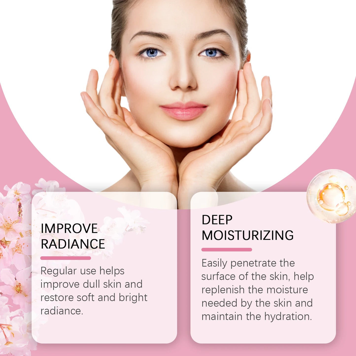 Sakura Skincare Set Moisturizer Face Cream Serum Toner Facial Cleanser Eye Cream Anti-Wrinkle Brighten Face Care Kit for Women