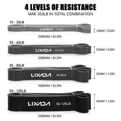 Lixada Pull Up Assist Bands Set Resistance Loop Bands Powerlifting Exercise Stretch Bands with Door Anchor Foam Handles Hooks