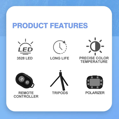 Dental Flash Photography  Light LED Photo Video Flash Light Oral Lamp with Tripod Polarizer Dentist Tool for Dentistry