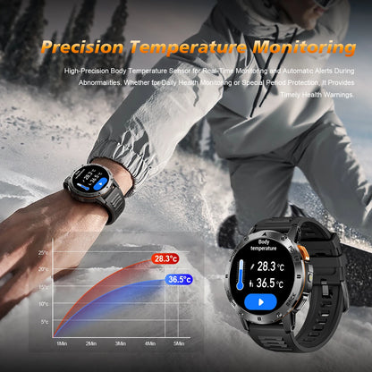 New Military Sports GPS Smart watch AMOLED HD IP68 outdoor NFC Sport Watch Fitness tracker Health monitor BT call LED flashlight
