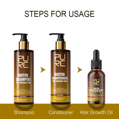 PURC 300ML Biotin Hair Shampoo Scalp Cleaning Nourishing Strengthen Roots Shampoos Hair Care Products for All Hair Types