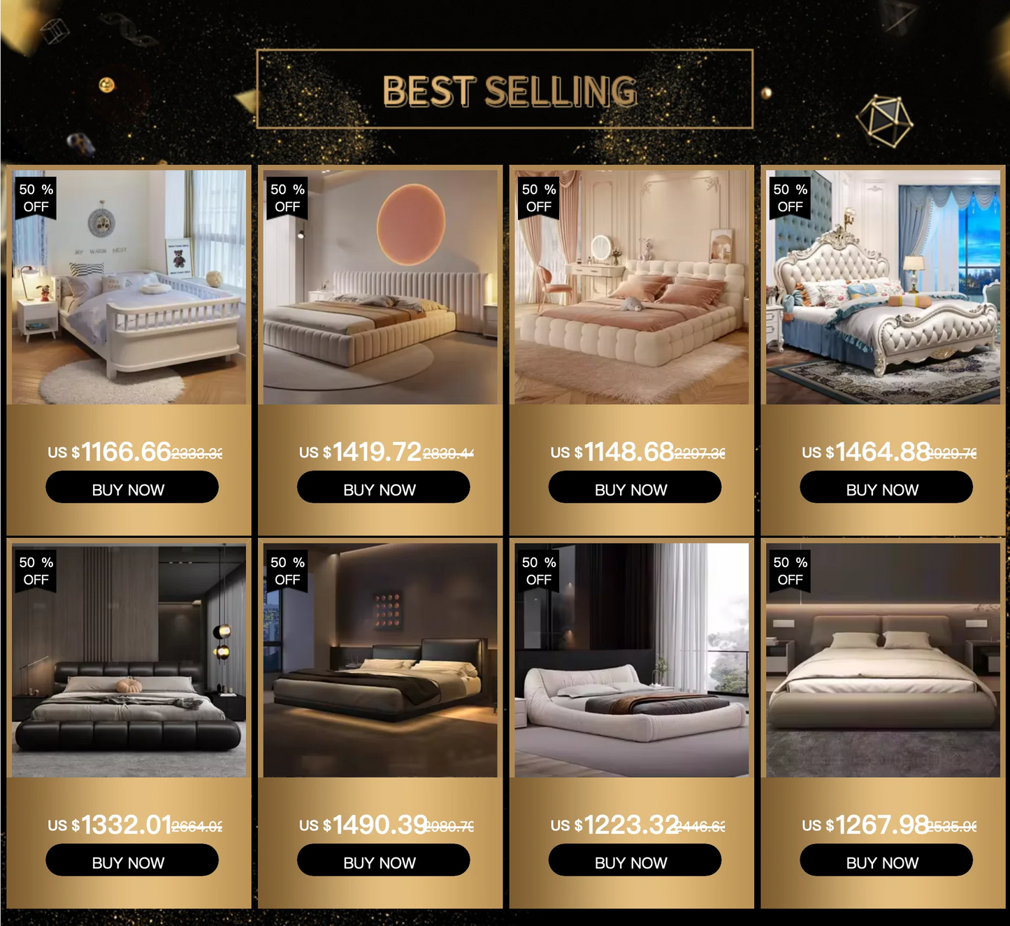 High End European Double Bed Headboard Glamorous Full Size Twin Bed Frame Luxury Platform Wood Cama Box Casal Nordic Furniture