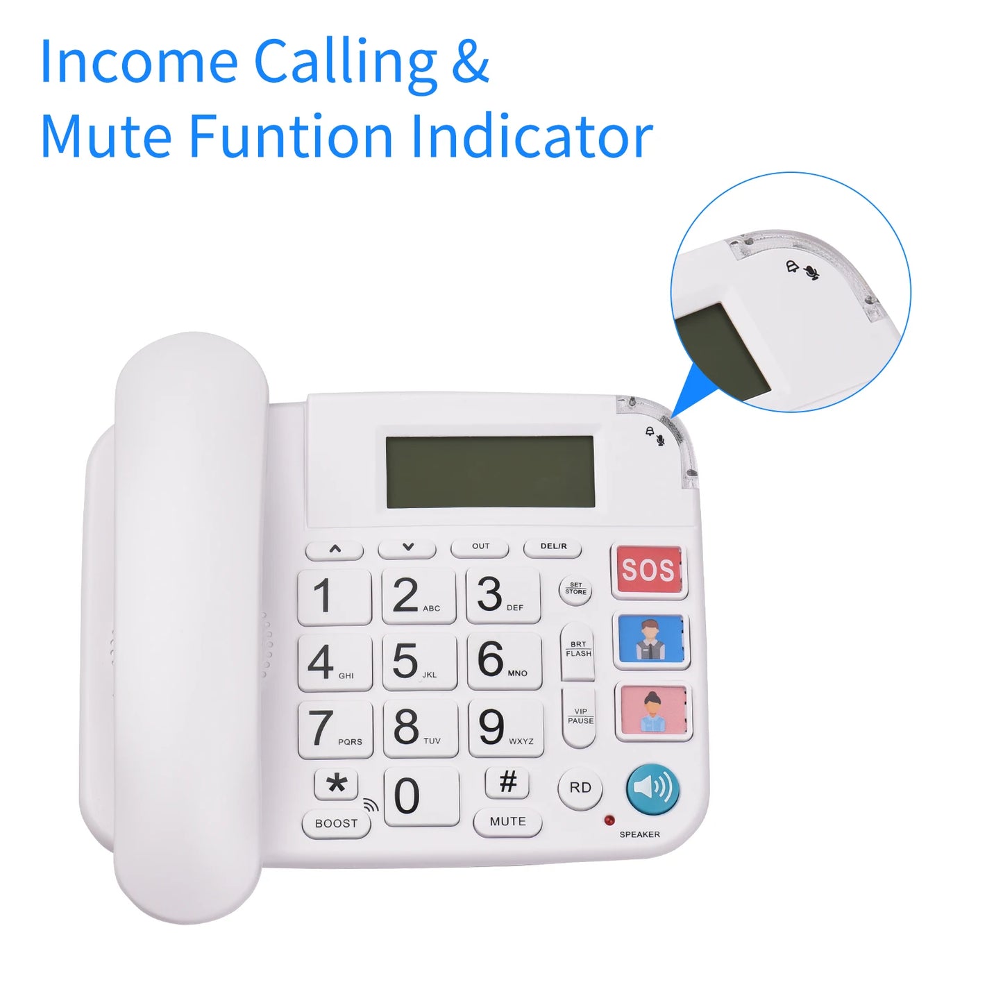 Corded Phone with Big Button Desk Landline Phone Telephone Support Hands-Free/Redial/Flash/Speed Dial/Ring Volume Control