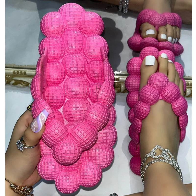 Flip-flops Bubble Shoes Summer New Fashion Open-toed Bubble Slippers 2025 Women Wear Slippers Indoor Flat Sandals Beach Shoes