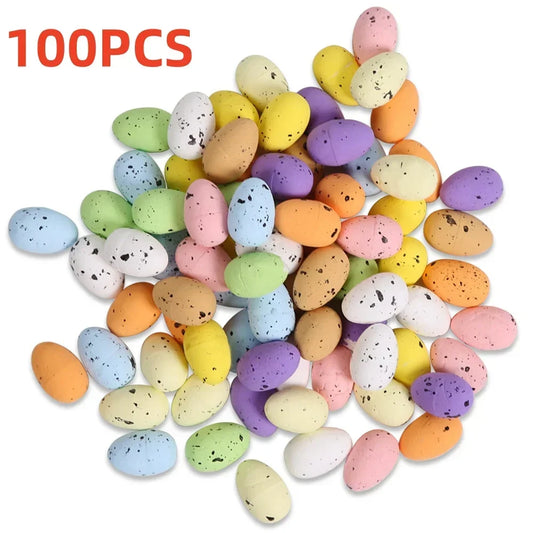 100PCS Pigeon Bird Eggs Easter Decorations For Home Colorful Foam Speck Artificial Eggs DIY Crafts Easter Party Wreath Ornaments