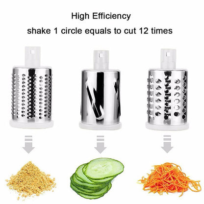 Multifunctional Vegetable Slicer Shredder Cutter Tool 3 Sharp Drums Manual Hand Operated Grater Cheese Peanut Cookie Chopper