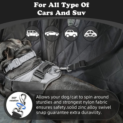 Nylon Two-in-one Dog Car Seat Belt Adjustable Dog Harness Collar Pet Accessories Dog Lead Leash Backseat Safety Belt Solid Color