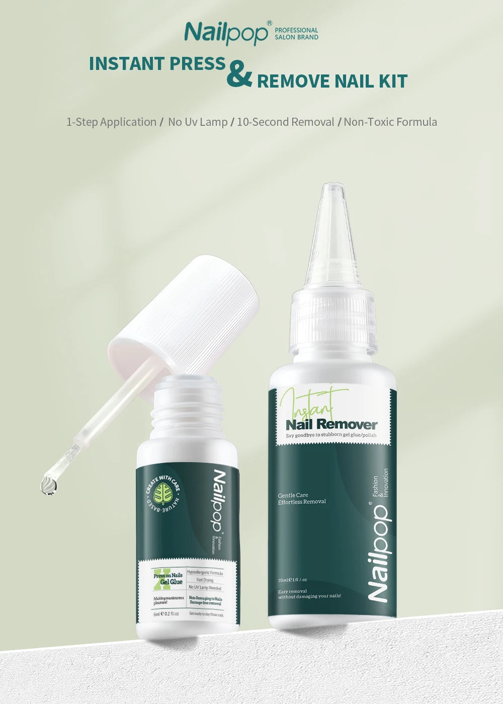 Nailpop Press On Nail Glue Super Strong Long Lasting Fast Drying No UV Lamp Needed Hypoallergenic Gentle Adhesive for Fake Nails