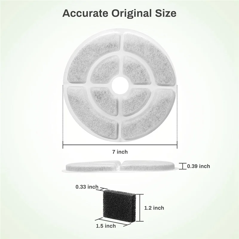 Replacement Cat Water Fountain Filters For 2.5Gal/9.5L Dog Water Fountain Activated Pet Fountain Filters And Sponges 6+6M12K