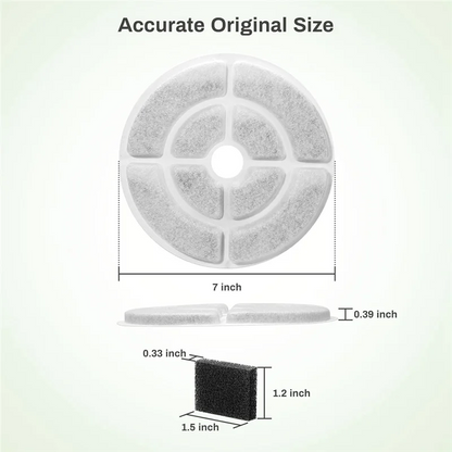 Replacement Cat Water Fountain Filters For 2.5Gal/9.5L Dog Water Fountain Activated Pet Fountain Filters And Sponges 6+6M12K