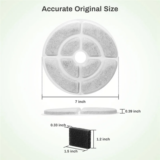 Replacement Cat Water Fountain Filters For 2.5Gal/9.5L Dog Water Fountain Activated Pet Fountain Filters And Sponges 6+6M12K