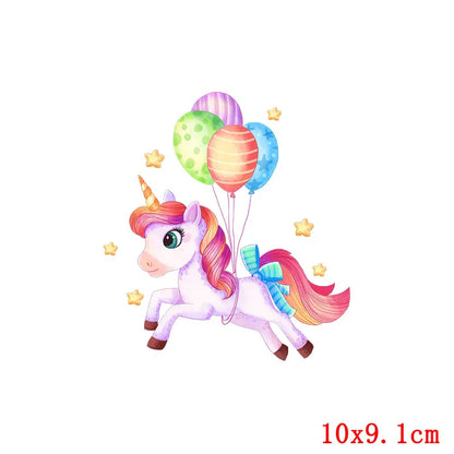 Rainbown Unicorn Heat Thermal Transfer For Clothes Cute Cartoon Iron-On Transfers Sticker On Babys Clothes DIY Aniaml Applique