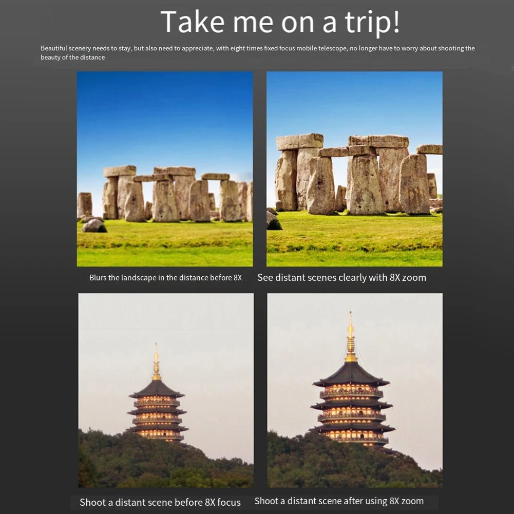 Professional Phone Camera Lens Kit For Smartphones Includes 8x Super Macro Lens External Cellphones Lens Telephoto Lens