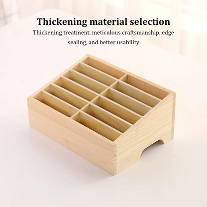 Simple Mobile Phone Storage Box Office Classroom Mobile Phone Placement Rack Wooden Multi-grid Mobile Phone Storage Box