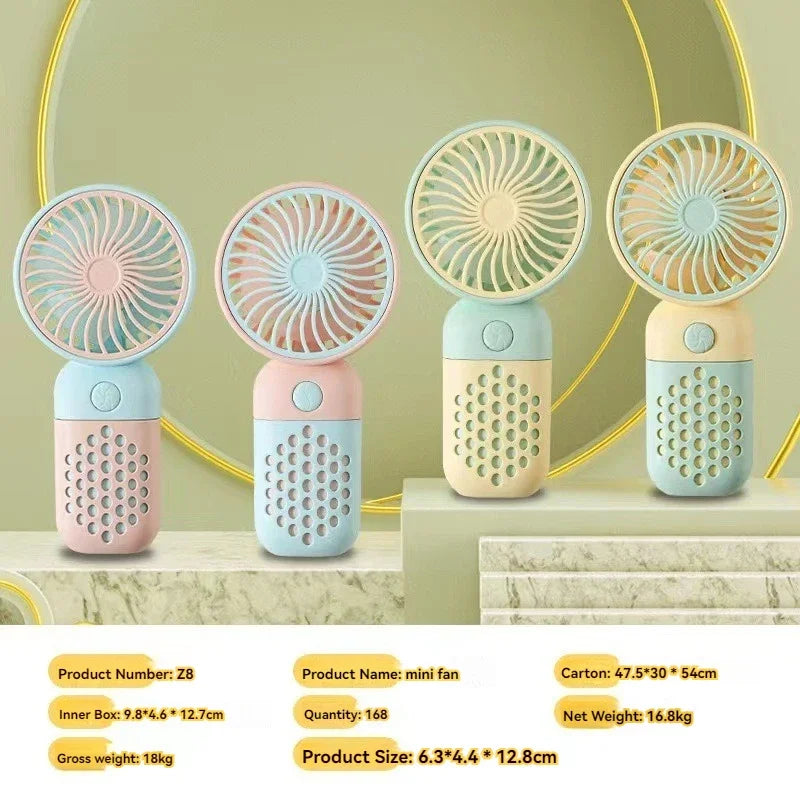 2025 New Handheld Charging Fan Cartoon Cute Small Student Charging Small Fan Portable Mini USB Fan Mini Pocket fans