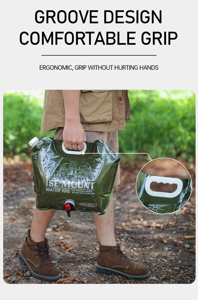 Outdoor 7.5L Water Bag with Faucet Foldable Portable Water Bag Camping Hiking Fishing Large-capacity Water Bottle