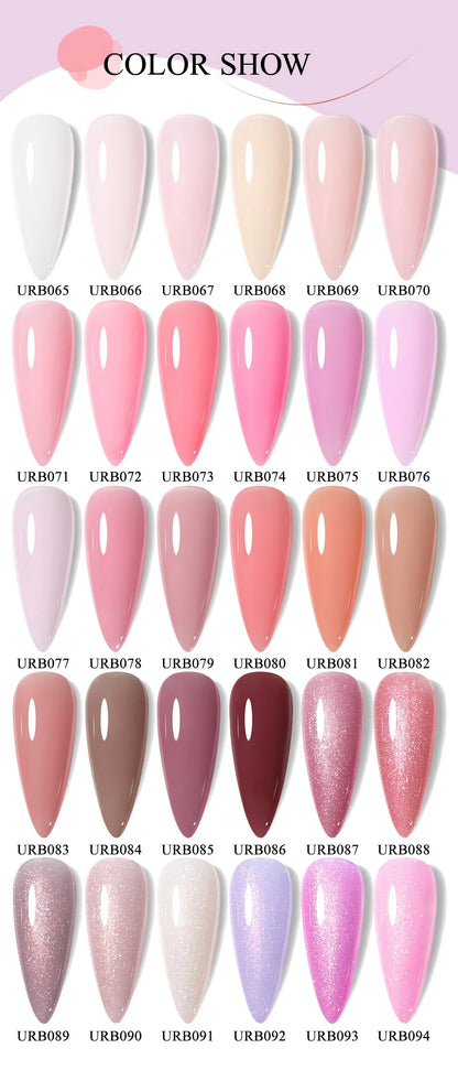 UR SUGAR 7ml Pale Pink Rubber Base Gel Nude Color Semi Permant Soak Off UV LED Self-leveling Gel Varnishes Great Coverage