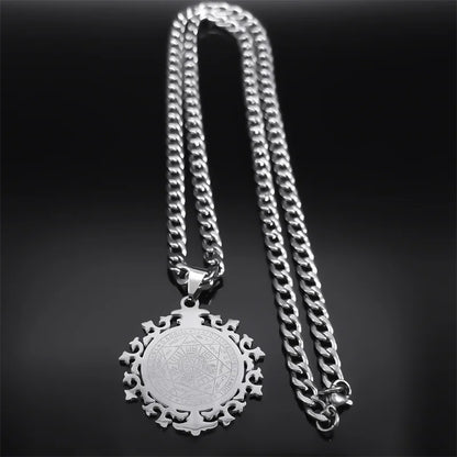 Seven Archangels Amulet Necklace Men Seal of Salomon Talisman Stainless Steel Christian Protection Jewelry Gift Boyfriend N7421S