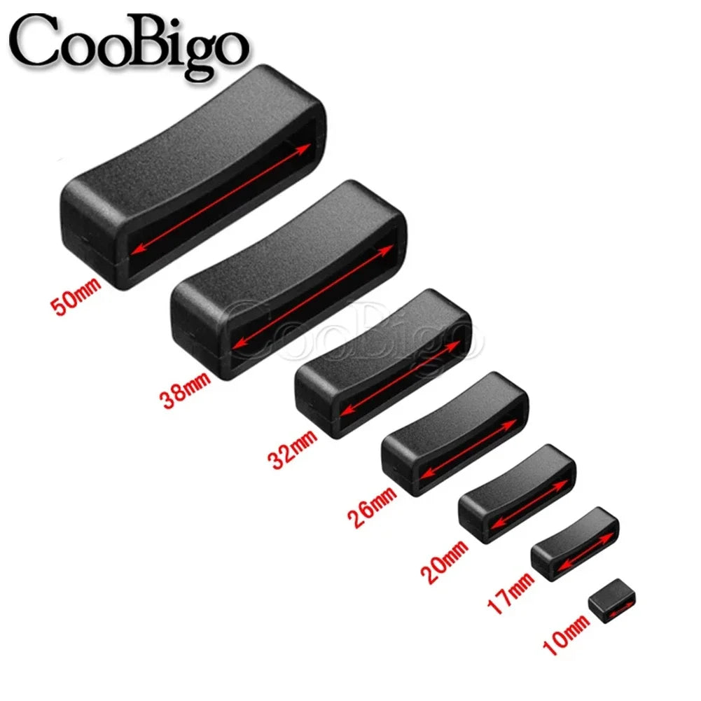 10pcs/pack Black Plastic Belt Loop Keeper Square Loop Buckles Belt Harness Backpack Straps