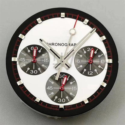 30mm/31.5mm Vk63 Chronograph Watch Dial With Hand Set Green Luminous Black White Red For VK63 Movement Watch Accessories Parts