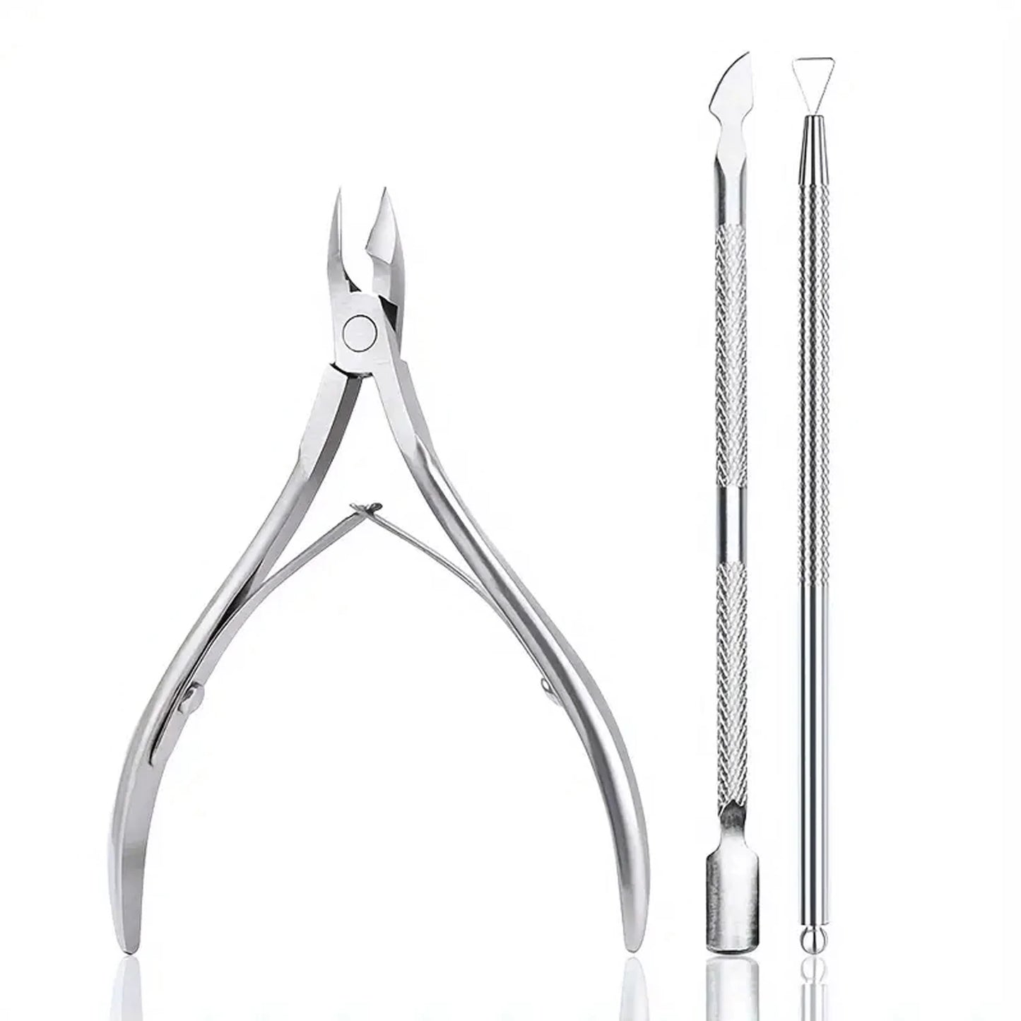 Stainless Steel Nail Cuticle Scissors Set With Dead Skin Pusher,Manicure Pedicure Tool, UV Polish Gel Remover Tool For Nail Care