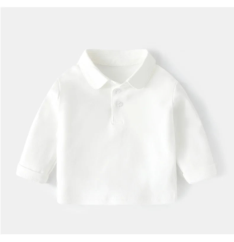 Ins Infant Babys Boys Polo Shirts Autumn Solid Long Sleeve Little Boy Sundershirt Casual Turn Down Collar Toddler Kids Boys Tops