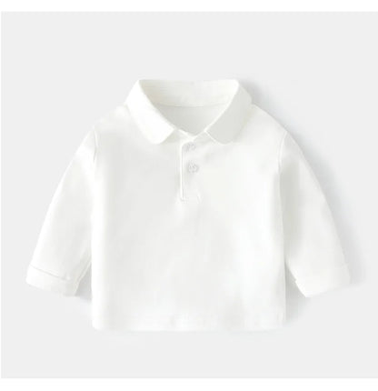 Ins Infant Babys Boys Polo Shirts Autumn Solid Long Sleeve Little Boy Sundershirt Casual Turn Down Collar Toddler Kids Boys Tops