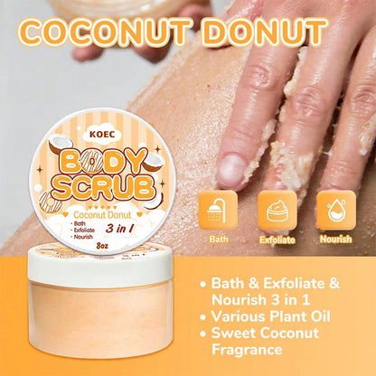 Koec Cocount 3 Counts Body Care Set-body Scrub+body Juice Oil+body Milk Mist Moisturizing Body Care Scrub Whitening Body Lotion