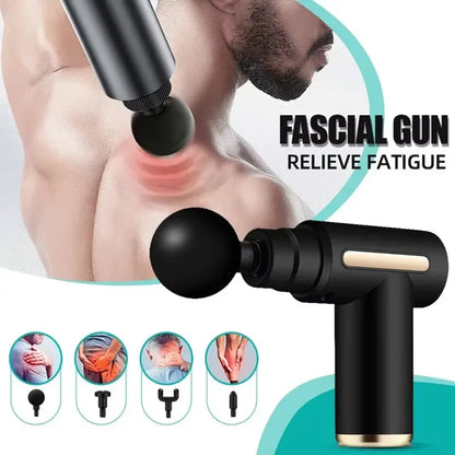 Portable Fascial Massage Gun With LED Touch Electric Percussion Pistol Massager Body Relaxation Screen Replaceable Massage Head