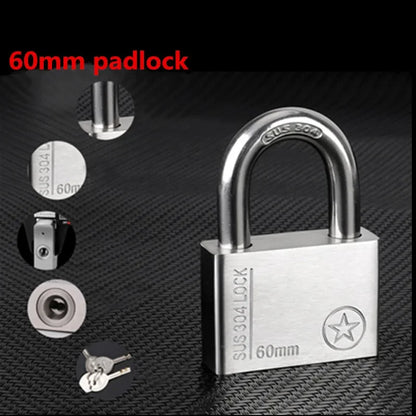 304 Stainless Steel Padlock Cabinet Outdoor Lock Head Furniture Lock Waterproof Rust-Proof Door Lock  with 4 keys