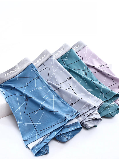 4 Pieces of Men's Underwear Comfortable Soft Fashionable Trendy Individual Men's Boxer Briefs Line Athleisure Pants