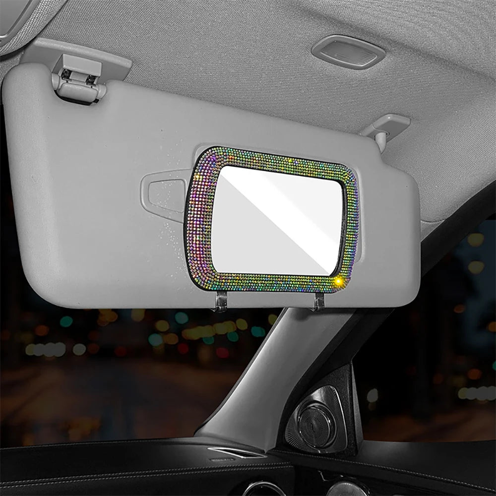 Car Sun Visor Makeup Mirror Ladies Makeup Mirror Car Decorative Mirror BlingBling Makeup Mirror Car Assessoires
