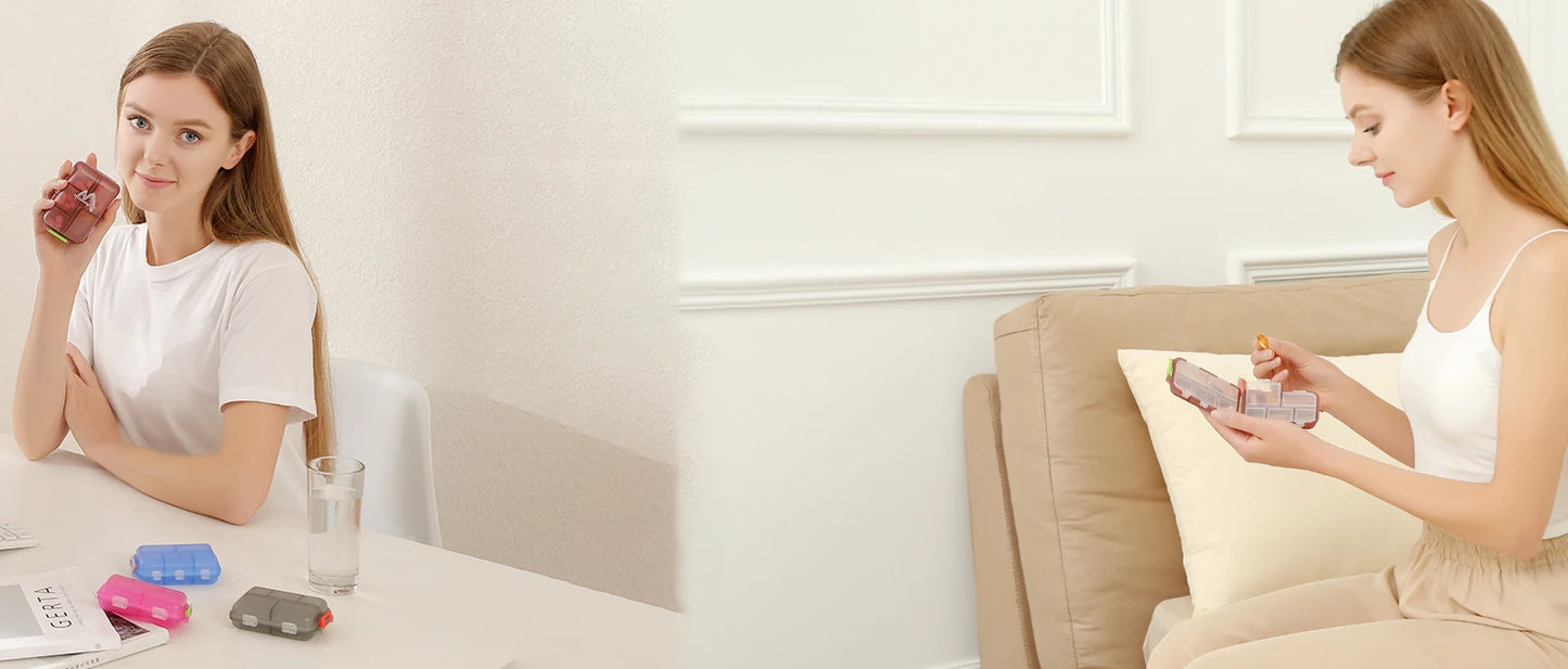 1Pcs Travel Pill Organizer, 10 Grid Compartments Pocket Pharmacy, Portable Mini Daily Weekly 7 Day Medication Organizer