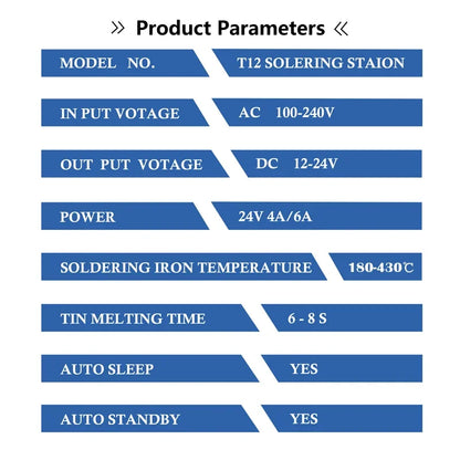 T12 Soldering Station LCD Digital Display Repair Soldering Iron Equipment Portable Home Electronics Repair Tools