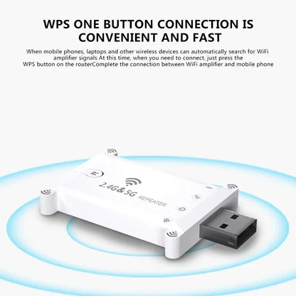 1200Mbps Wifi Extender USB Portable Wifi Repeater 2.4G/5G Router Wifi Booster Long Range Wifi Amplifer Home Network Extension
