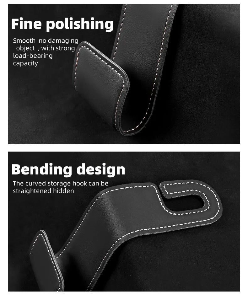 1pc car seat headrest hook, PU leather hook can hang storage box, wallet jacket, umbrella, grocery bag, internal accessories