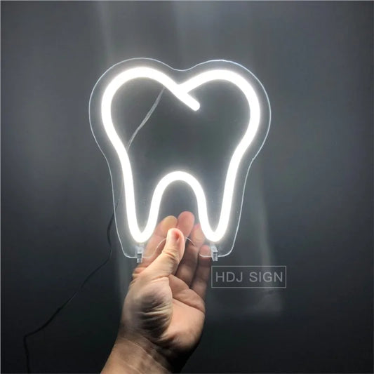 Tooth LED Neon Light Party Table Lamp Neon Sign for Shop Window Art Room Decor Neon Lights Colorful Night Light Room Decor