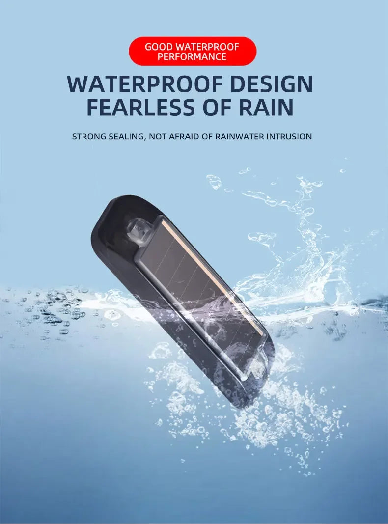 Car solar charging, grille light, night riding, anti rear end collision, motorcycle, electric vehicle, universal flashing warnin