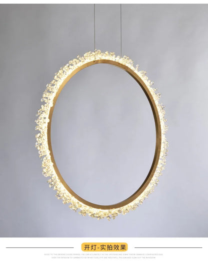 HYN Decorative Chandelier Postmodern Brass Front Desk Circular Art Reception Room Exhibition Hall Crystal Lamp