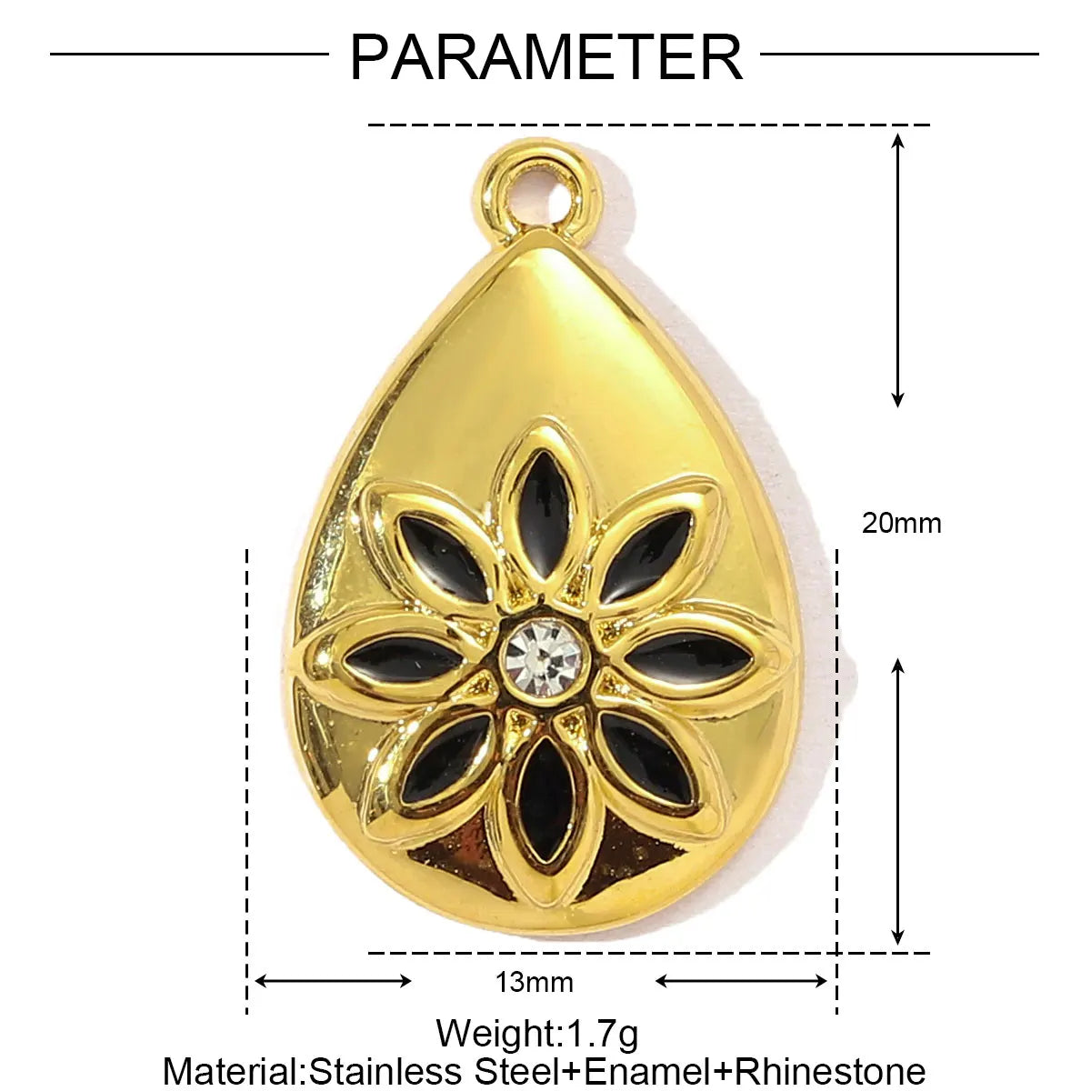 3pcs/Lot Sweet Gradient Enamel Rose Stainless Steel Diy Charm Women Rainbow Flower Waterdrop Necklace Pendant Love Heart Jewelry