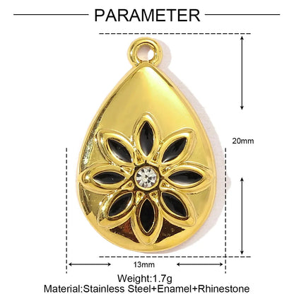 3pcs/Lot Sweet Gradient Enamel Rose Stainless Steel Diy Charm Women Rainbow Flower Waterdrop Necklace Pendant Love Heart Jewelry