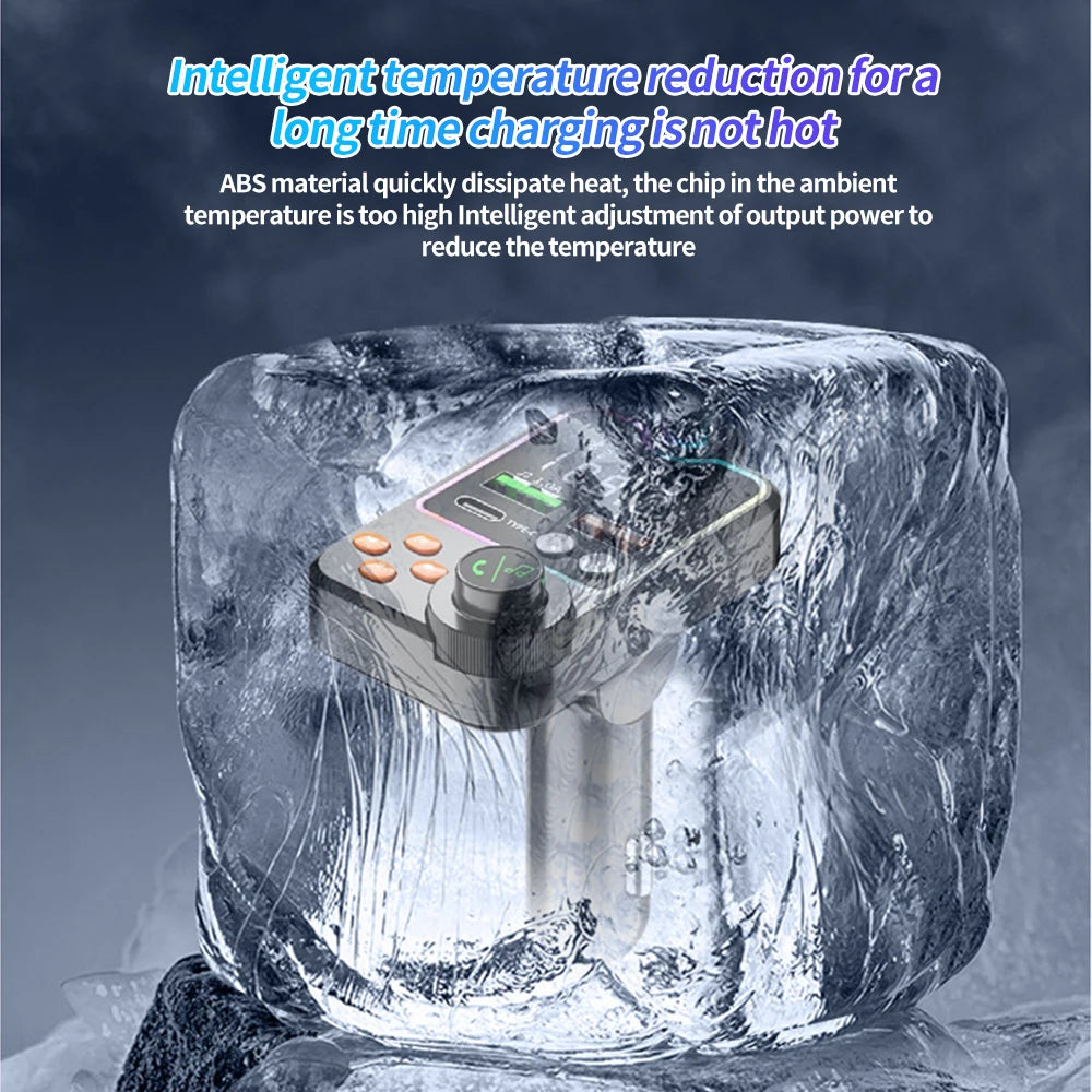 Bluetooth 5.0 Car FM Transmitter Dual USB Car Charger PD Type-C Fast Charging Wireless Handsfree Call Audio Receiver MP3 Player