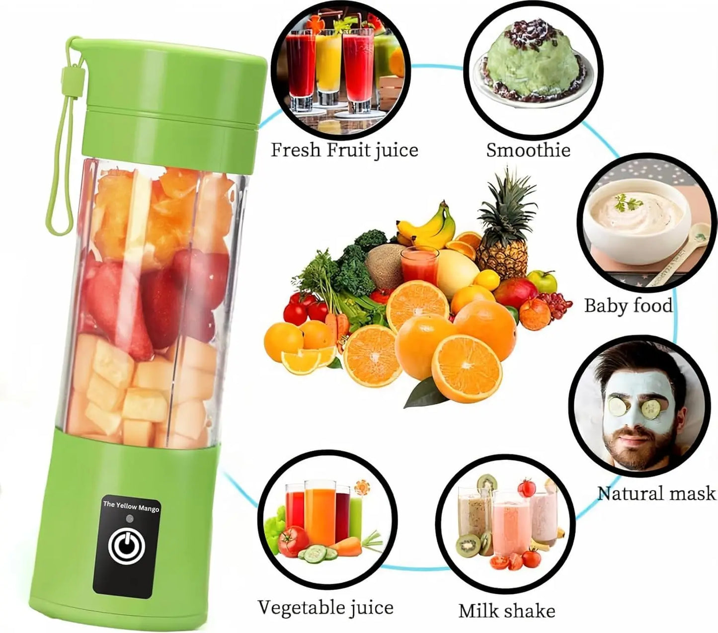 Portable Blender,Mini 6-blade Mixer for Smoothie,Milkshake, Juice, Mobile Hand juicer With USB Rechargeable For Travel, Office