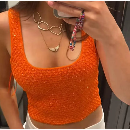 Elegant Unique Button Women's Cardigan Casual O-neck Knitted Single Breasted Sleeveless Blouse Female Summer Lady Office Wears