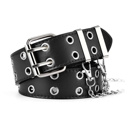 Women's Belt  Large size Double Hole Men Belt Punk Hip Hop Rock Style Subculture Y2K Belt Punch Free Belt for Men and Women