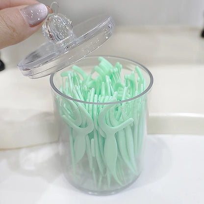 Cotton Swab Storage Box Makeup Jewelry Organizer Round Transparent Jar Bathroom Cosmetic Home Organization
