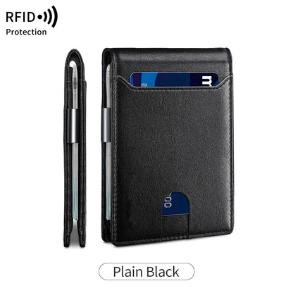 RFID Blocking Carbon Fiber Wallet- Ultra-Slim Bi-Fold Credit Card Holder with ID Window, Portable Front Pocket Money Clip